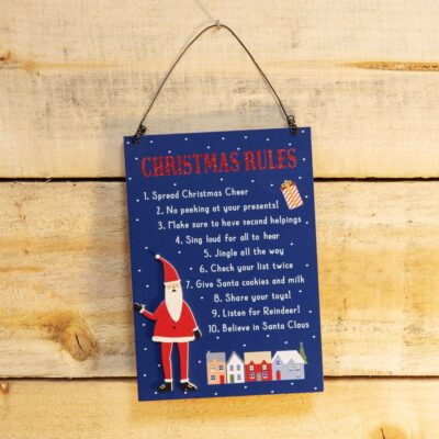 Christmas Rules Novelty Hanging Plaque