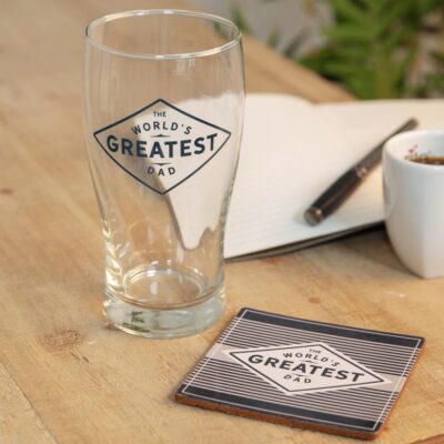 World's Greatest Dad Pint Glass & Coaster Set