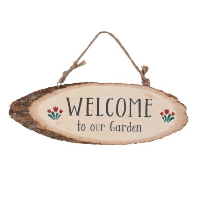 Welcome To Our Garden Wood Slice Plaque