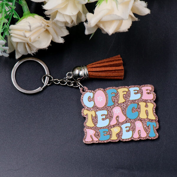 Coffee Teach Repeat Teacher Keyring