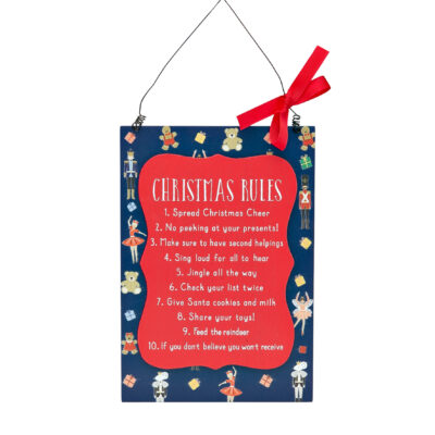 Christmas Rules Hanging Wall Plaque