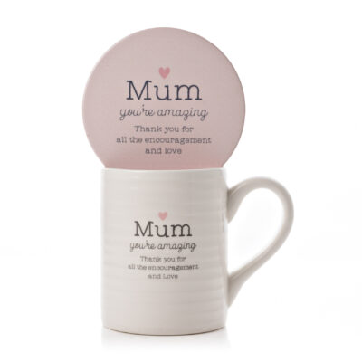 Mum You're Amazing Mug & Coaster Set