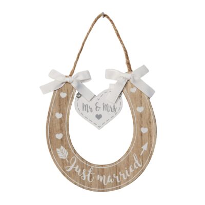 Just Married Horse Shoe Plaque