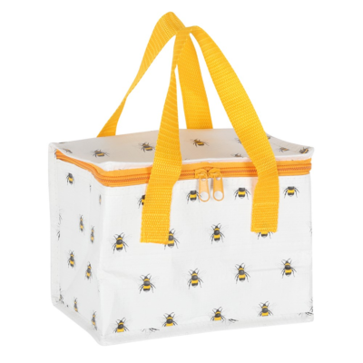 White Bee Print Lunch Bag