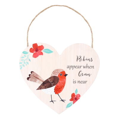 Robins Appear Gran Heart Plaque