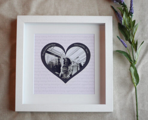 Monochrome Heart Mum Personalised Frame