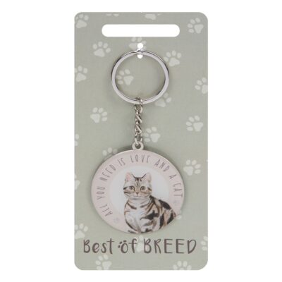 Grey Tabby Cat Keyring