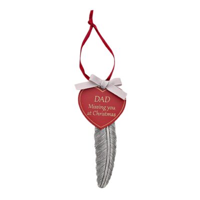 Dad Feather Christmas Memorial Decoration