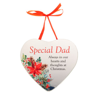 Dad Memorial Christmas Heart Plaque