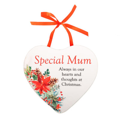 Mum Memorial Christmas Heart Plaque