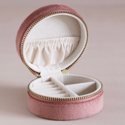 Pink Velvet Travel Jewellery Case