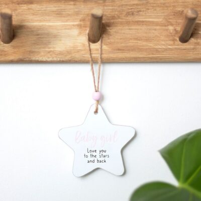 Baby Girl Hanging Star Plaque