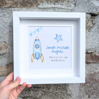 Personalised Baby Boy Rocket Frame