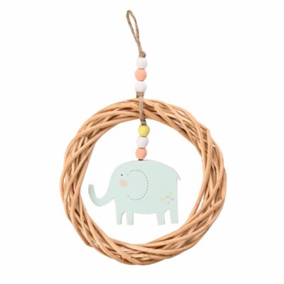 Baby Elephant Wicker Wall Hanging