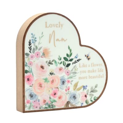 Nan Floral Heart Mantel Plaque
