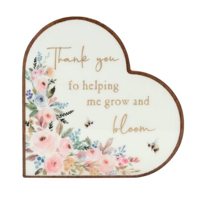 Thank You For Helping Me Grow Heart Plaque