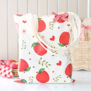 Apple Print Teacher Tote Bag