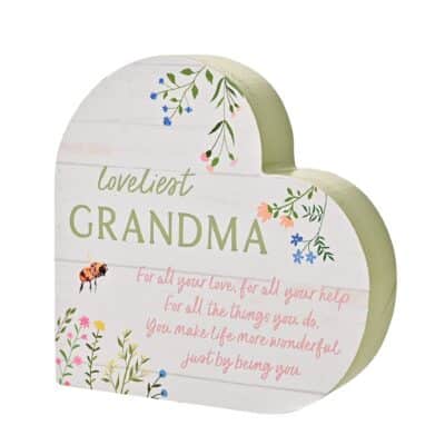 Grandma Floral Heart Mantel Plaque