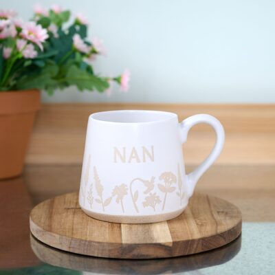 White Floral Nan Mug