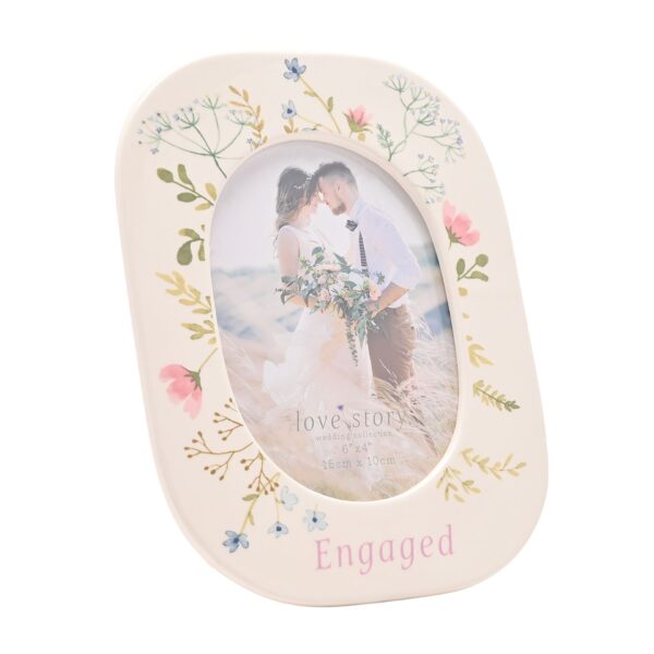Floral Engagement Photo Frame