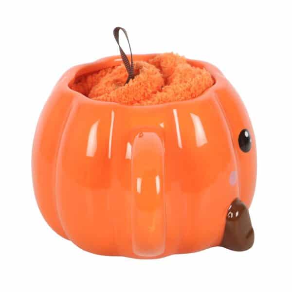 Smiling Pumpkin Mug and Socks Set