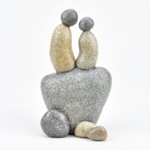 Pebble Couple Sitting Figurine