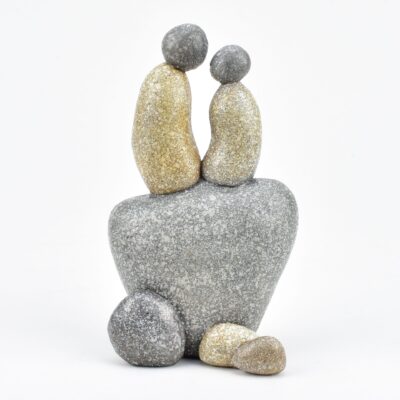 Pebble Couple Sitting Figurine