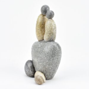 Pebble Couple Sitting Figurine