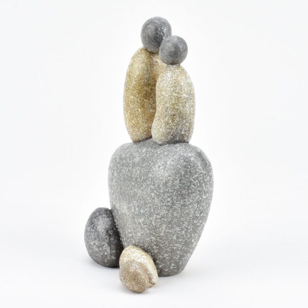 Pebble Couple Sitting Figurine