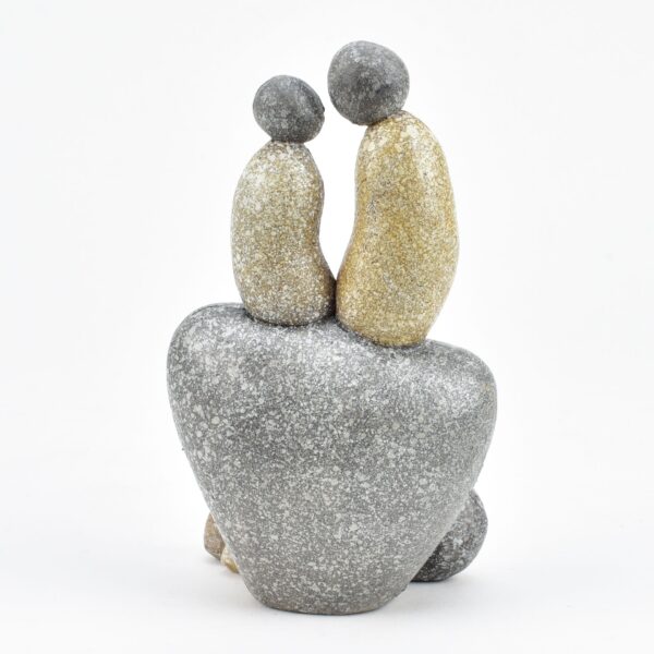 Pebble Couple Sitting Figurine - Image 2
