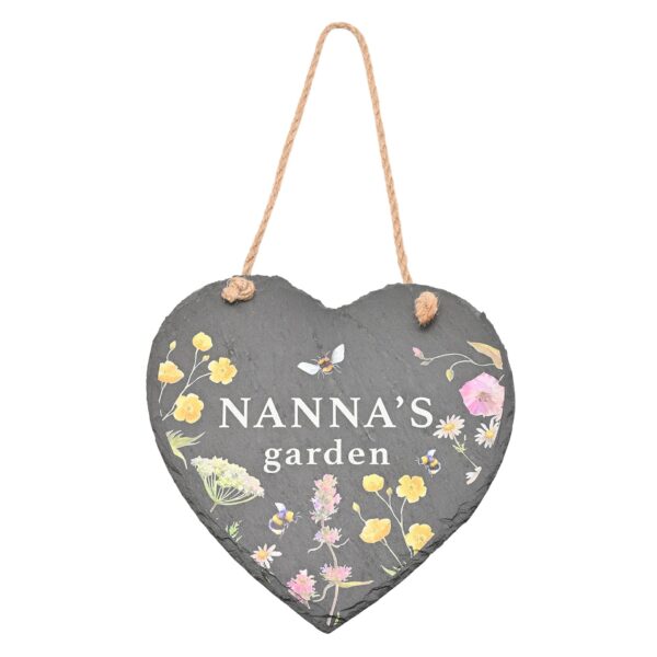 Nannas Garden Slate Heart Plaque