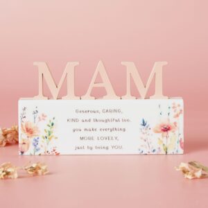 Mam Flower & Bee Word Plaque