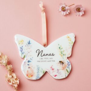 Nana Floral Hanging Butterfly Plaque