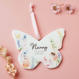 Nanny Floral Hanging Butterfly Plaque