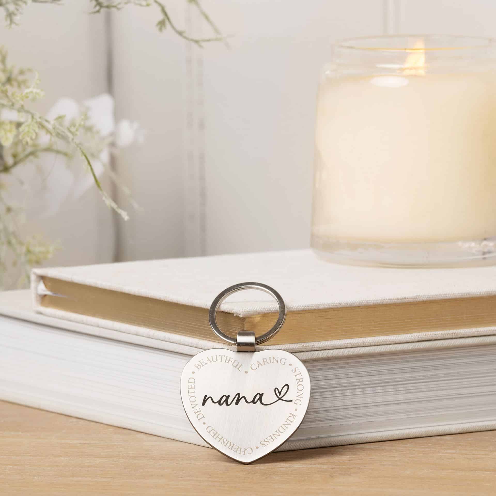 Silver Heart Nana Keyring