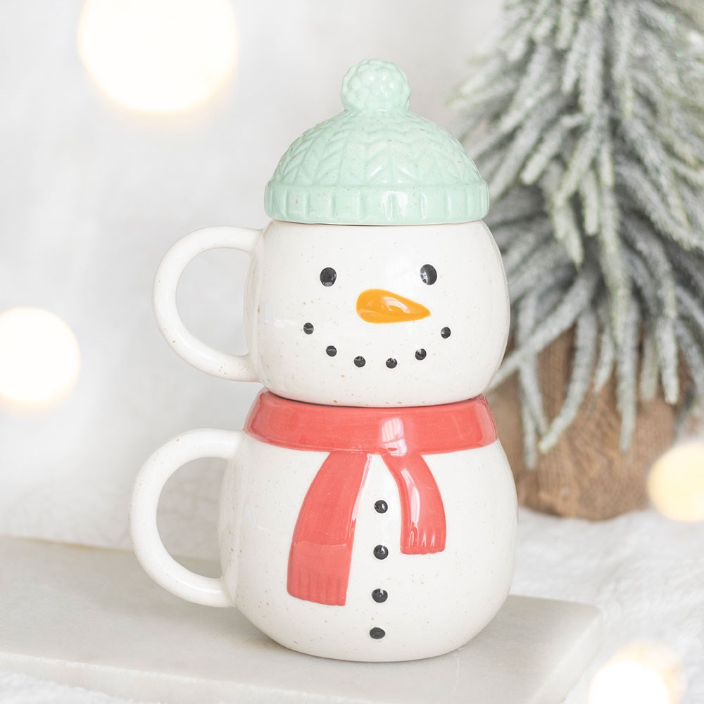 Winter Snowman Stacking Mug Set