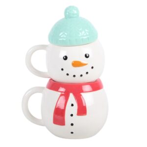 Winter Snowman Stacking Mug Set
