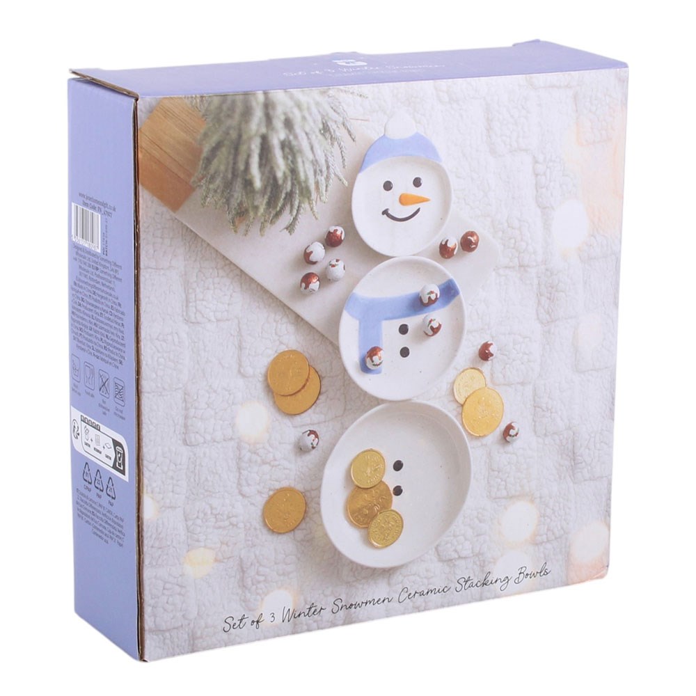 Winter Snowmen Stacking Bowl Set