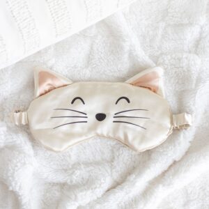 White Cat Satin Eye Mask